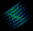 An image in green and blue showing the magic line of a magic cube